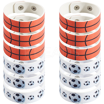 20Pcs 2 Styles Leather Wide Cord Bracelet with Snap Button for Men Women GUQI-CL0001-02A-1