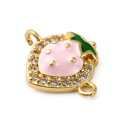 Brass Micro Pave Clear Cubic Zirconia Fruit Connector Charms KK-I276-15P-B02-1