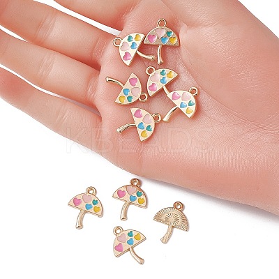 Umbrella with Heart Alloy Enamel Pendants ENAM-YW0003-30-1