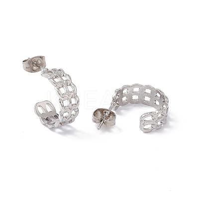 Non-Tarnish 304 Stainless Steel Curb Chains Wrap Stud Earrings LS-EJEW-G314-03B-P-1