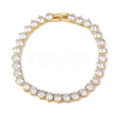Brass with Cubic Zirconia Link Bracelets BJEW-Q350-01G-1