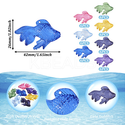 42Pcs 7 Colors Transparent Acrylic Pendants MACR-TA0001-57-1