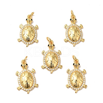 Rack Plating Brass Micro Pave Clear Cubic Zirconia Pendants KK-H431-24G-1