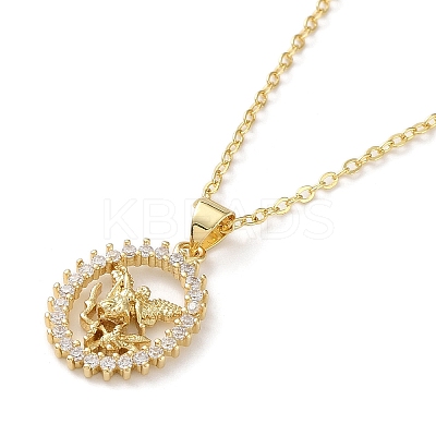 Brass Micro Pave Cubic Zirconia Pendants Necklace NJEW-I125-01B-1