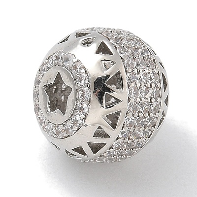 Rack Plating Brass Micro Pave Cubic Zirconia Beads KK-L224-031P-1