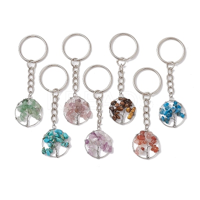 Natural Gemstone Tree of Life Keychains KEYC-JKC00755-1