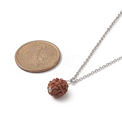 Natural Rudraksha Round Beaded Pendant Necklace NJEW-JN04203-01-1
