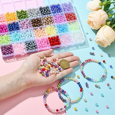 1960Pcs 28 Colors Spray Painted ABS Plastic Imitation Pearl & Transparent Acrylic Beads OACR-YW0001-90-1