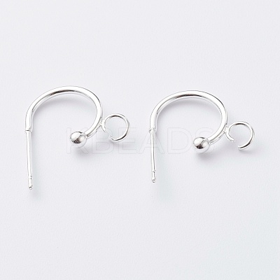 304 Stainless Steel Half Hoop Earrings STAS-Z028-B02-S-1