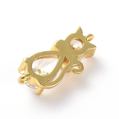Brass Micro Pave Cubic Zirconia Kitten Links Connectors X-ZIRC-G157-50G-1