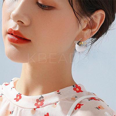 Two Tone Flower Basket Alloy Hoop Earrings JE1086A-1