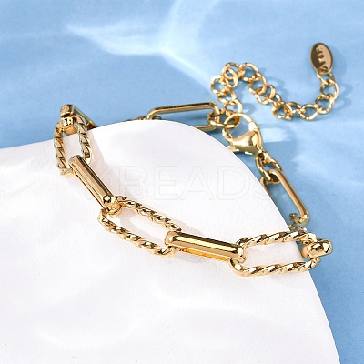 304 Stainless Steel Paperclip Chain Bracelets for Women BJEW-Z128-01G-03-1