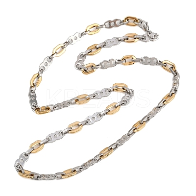 201 Stainless Steel 8 & Oval Link Chain Necklaces for Women NJEW-B143-03GP-1