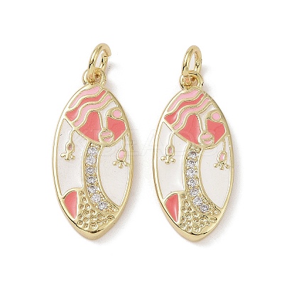 Real 18K Gold Plated Brass Micro Pave Cubic Zirconia Pendants KK-L209-066G-02-1