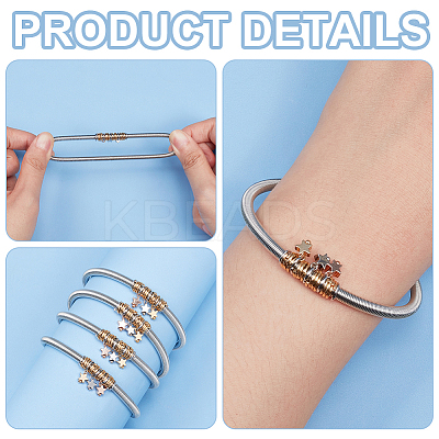 4Pcs Iron Round Chains Stretch Bracelets Set BJEW-BC0001-24-1