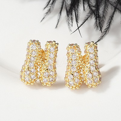 Brass Micro Pave Cubic Zirconia Stud Earrings EJEW-Z091-04G-N-1