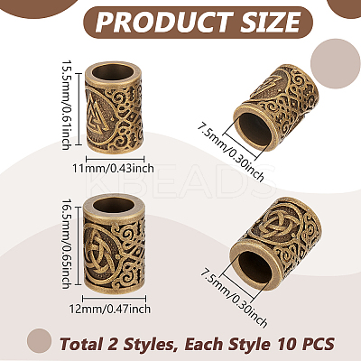 20Pcs 2 Styles Tibetan Style Alloy Beads FIND-UN0007-87-1