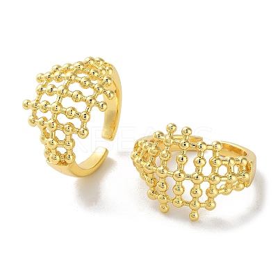 Brass Open Cuff Rings for Women RJEW-E292-02G-1