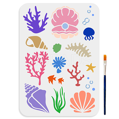 1Pc PET Hollow Out Drawing Painting Stencils DIY-MA0004-35B-1