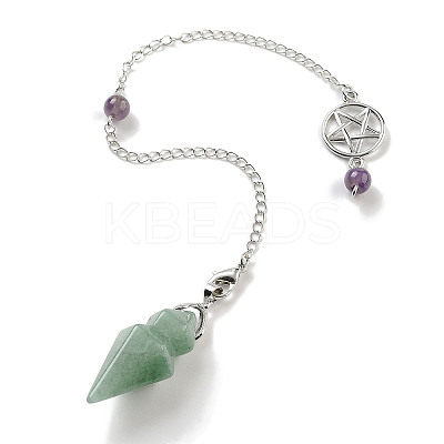 Natural Green Aventurine Pointed Dowsing Pendulums G-K338-12P-08-1