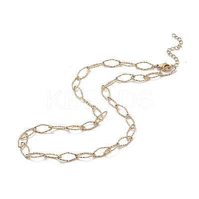 Ion Plating(IP) 304 Stainless Steel Rhombus Link Chain Necklace for Men Women STAS-B039-03G-1