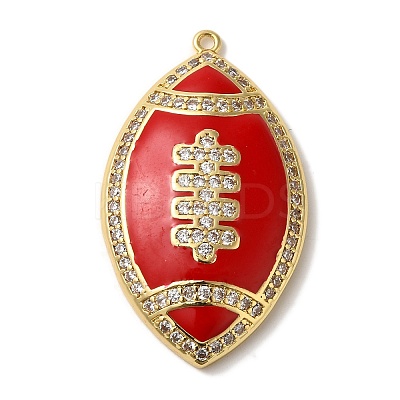 Rack Plating Brass Enamel with Cubic Zirconia Pendant KK-A229-32G-04-1