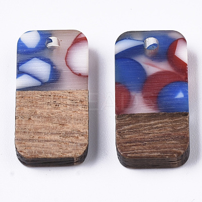 Two-tone Transparent Resin & Walnut Wood Pendants X-RESI-S384-008A-B08-1
