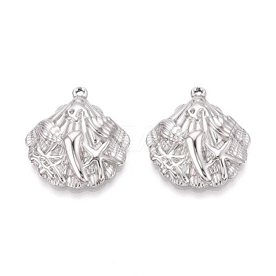 304 Stainless Steel Shell Shaped Pendants STAS-T067-28P-1