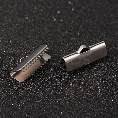 Non-Tarnish 304 Stainless Steel Ribbon Crimp Ends X-STAS-M250-11-1