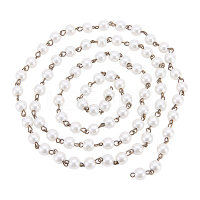 Handmade Glass Pearl Beads Chains AJEW-PH00489-02-1