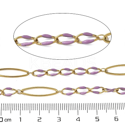 304 Stainless Steel Enamel Link Chains CHS-U003-01G-03-1