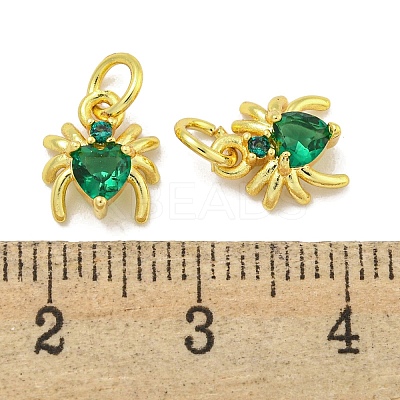 Rack Plating Brass Micro Pave Cubic Zirconia Spider Charms ZIRC-I065-02E-1