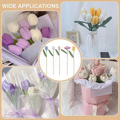 5Pcs 5 Colors Woolen Yarn Artificial Tulip Flower AJEW-FG0004-63-1