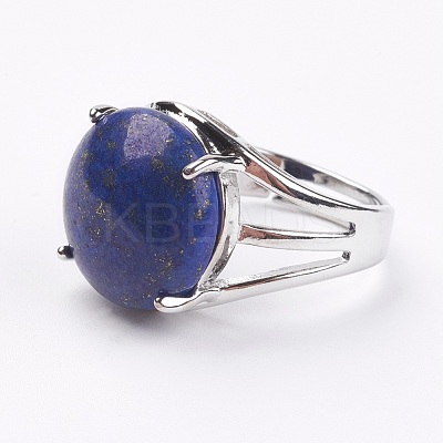 Adjustable Natural Lapis Lazuli Finger Rings RJEW-F075-01L-1