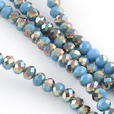 Electroplate Glass Faceted Rondelle Bead Strands X-EGLA-Q054-8mm-07-1