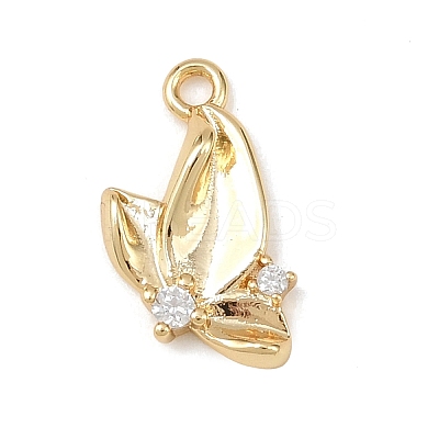 Brass Micro Pave Clear Cubic Zirconia Charms KK-G545-12G-1