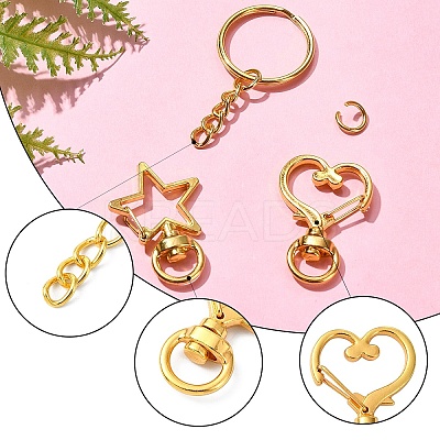 10Set 2 Styles Star Alloy Swivel Clasps with 10Pcs Iron Split Key Rings PURS-YW0001-01A-1