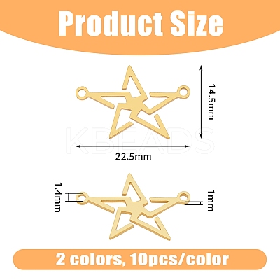 20pcs 2 Colors 201 Stainless Steel Connector Charms STAS-DC0009-25-1