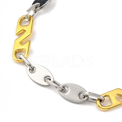201 Stainless Steel Oval Links Chain Necklace NJEW-F22-39S-GP-1