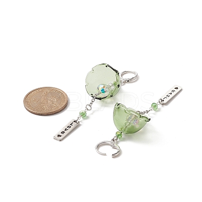 4 Pairs 4 Color Glass Flower Wind Chime Dangle Leverback Earrings EJEW-TA00209-1