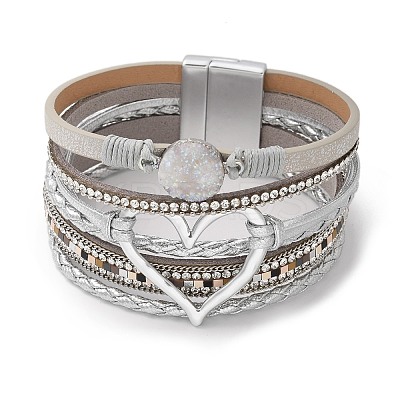 Imitation Leather Multi-Starnd Bracelets BOHO-PW0001-039M-1