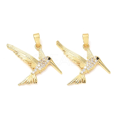 Brass Micro Pave Clear Cubic Zirconia Pendants KK-G533-07B-G-1
