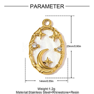 304 Stainless Steel Resin Pendants STAS-OY010-61G-1
