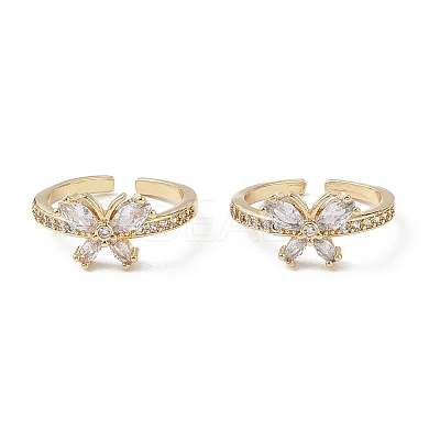 Butterfly Clear Cubic Zirconia Cuff Ring RJEW-M146-11G-1