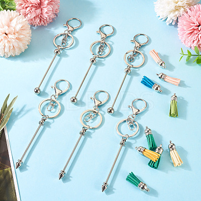 DIY Alloy & Aluminum Alloy Bar Beadable Keychain Making Kits DIY-TA0012-43P-1
