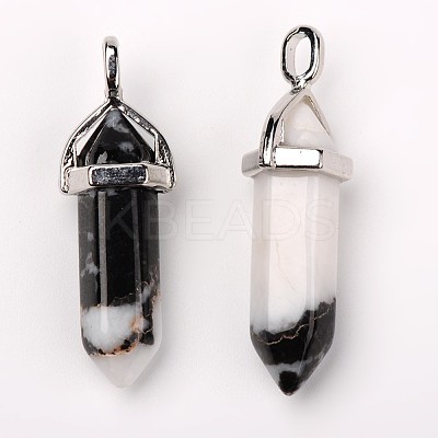 Natural Zebra Jasper Double Terminated Pointed Pendants G-F295-04E-1