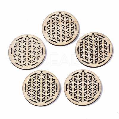 Undyed Natural Wooden Pendant LS-X-WOOD-T028-17-1