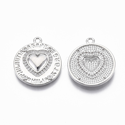 Brass Micro Pave Cubic Zirconia Pendants KK-T062-03P-NF-1