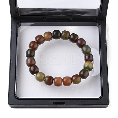 Bodhi Wood Column Beaded Stretch Bracelet for Women BJEW-YW0001-04B-1
