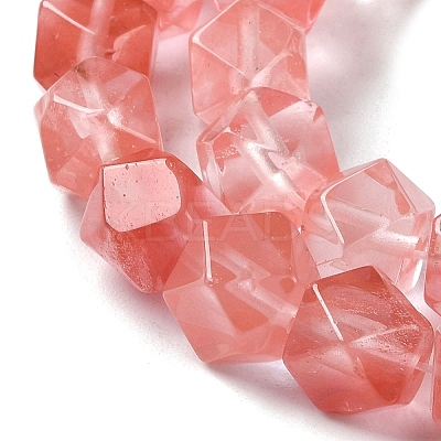 Cherry Quartz Glass Star Cut Round Beads Strands G-M418-C11-01-1